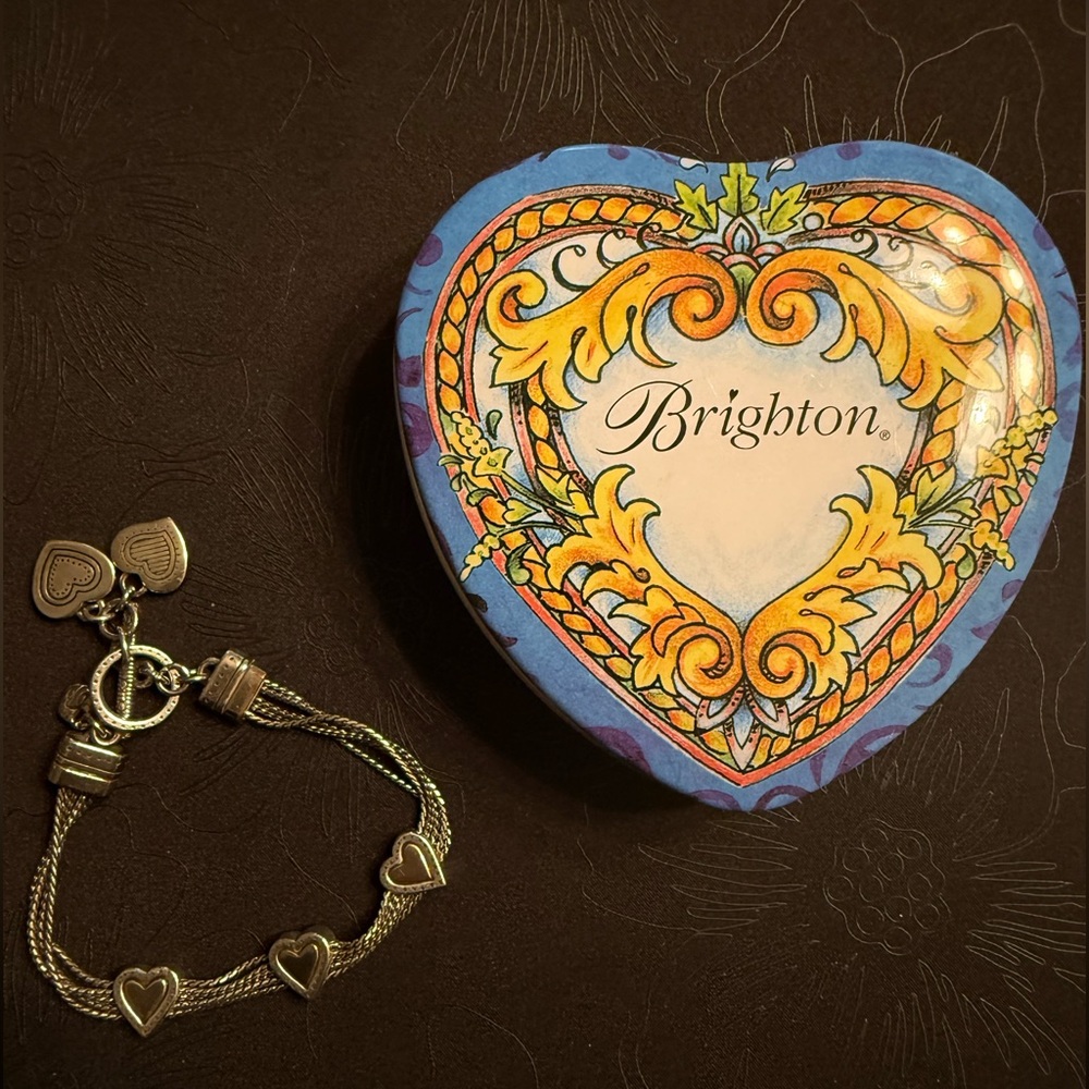 Brighton Silver Bracelet with Gold Heart Accents